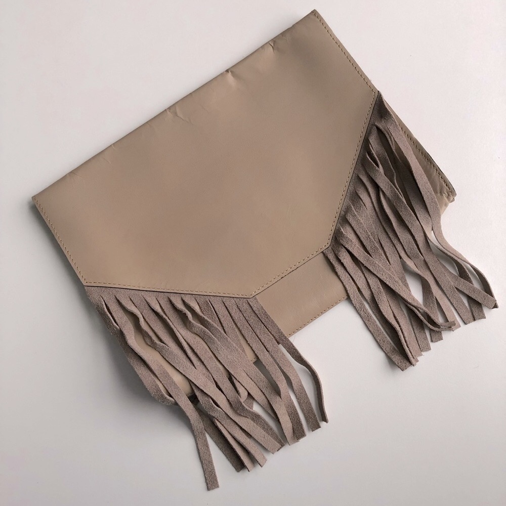 asos leather clutch with tassels